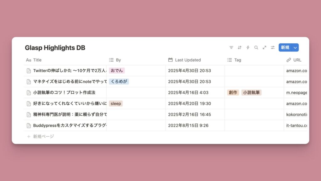 Glasp｜NotionにWeb記事やKindleのハイライト保存ができる拡張機能